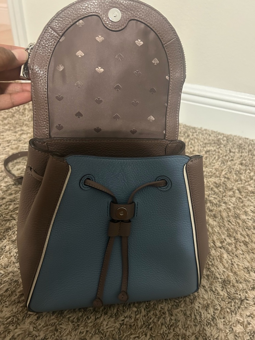 kate spade Brown and Blue Leather Backpack - Picture 4 of 9